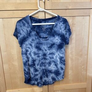 American Eagle Outfitters Navy Tie-Dye Short Sleeve Top